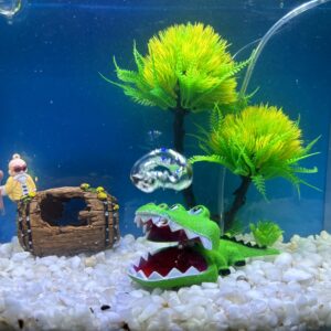 Segolike Magic Underwater Bubbling Crocodile Ornament for Aquarium Fish Tank Decoration, Air Pump Operated